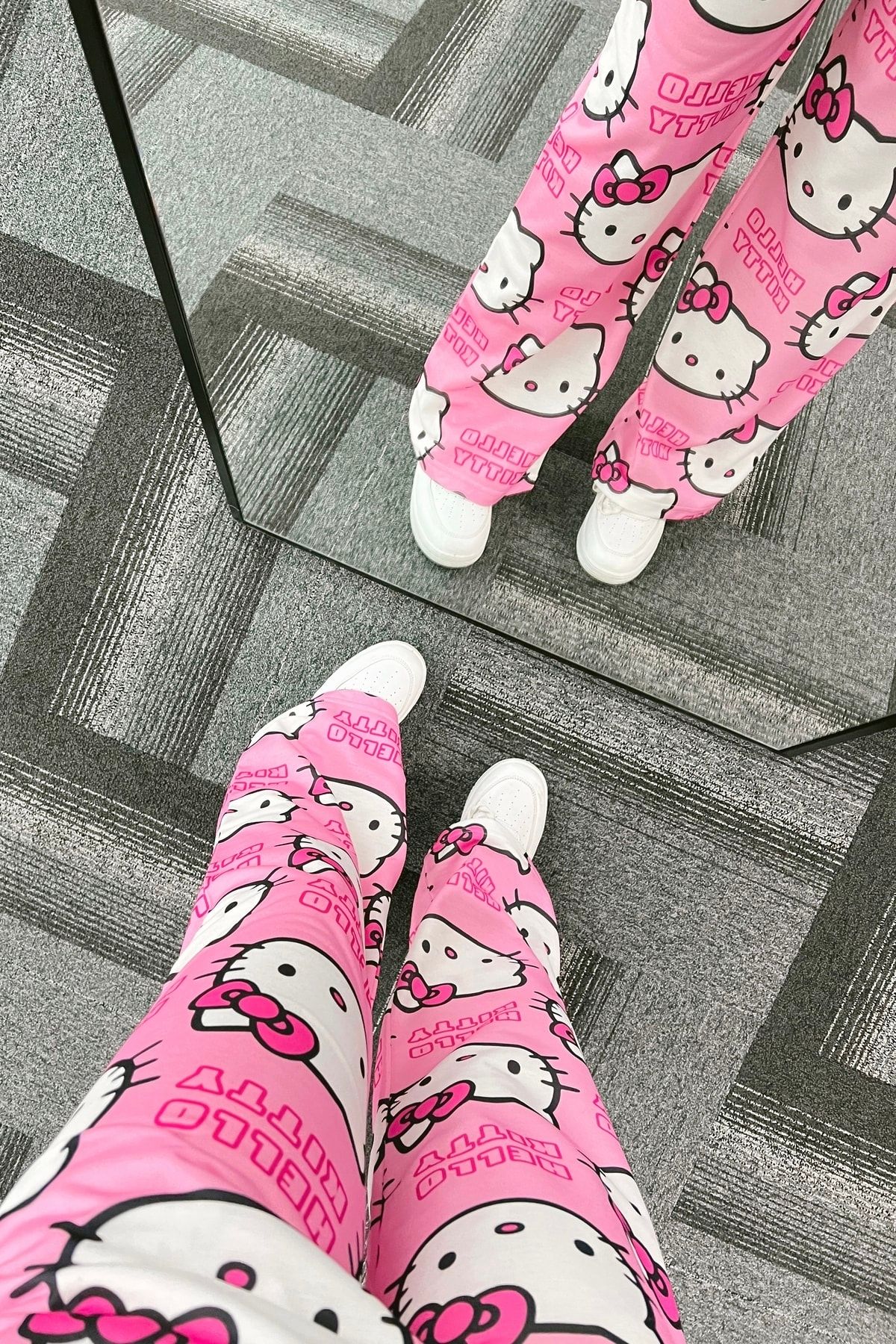 Pembe Hello Kitty Cat Bol Paça Eşofman Altı