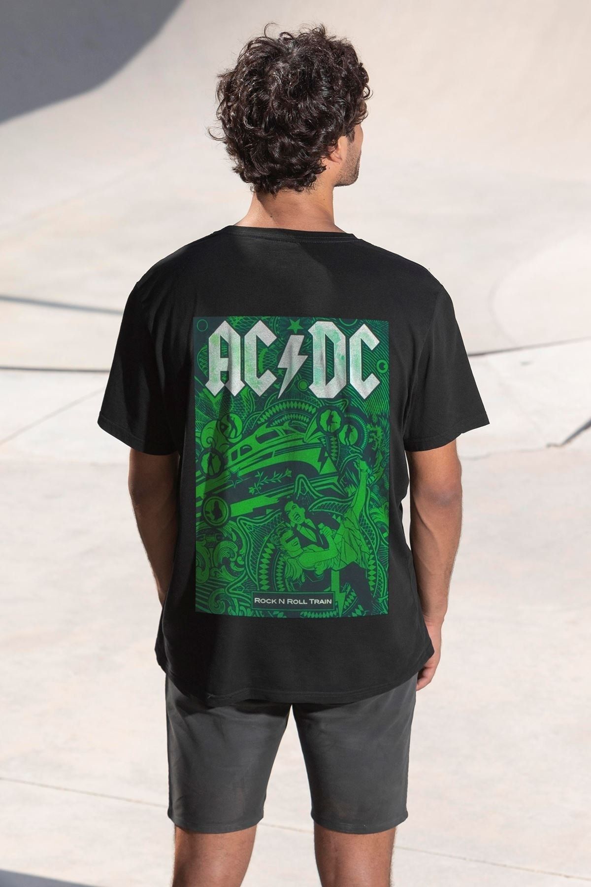 Erkek Acdc Sırt Baskılı Tshirt