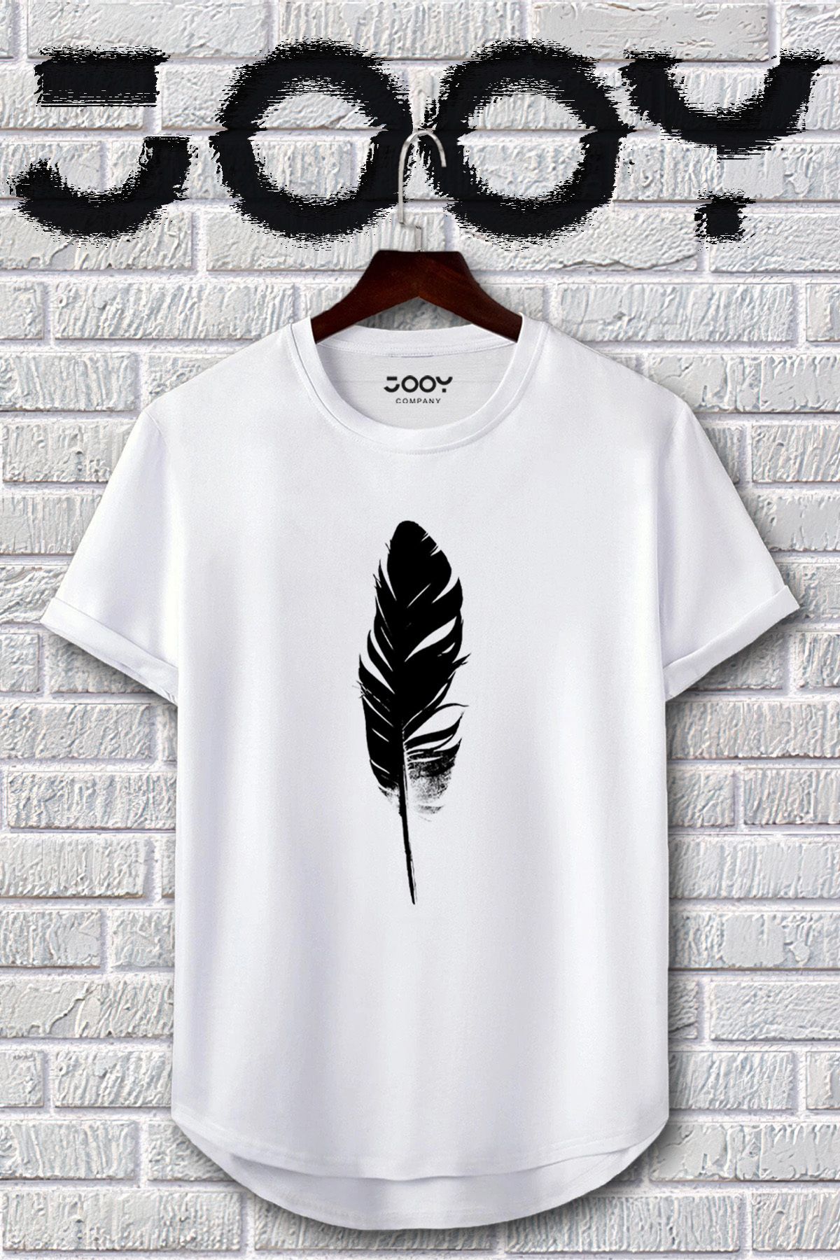 Unisex Siyah Beyaz Oval Kesim Tüy Tasarım Tshirt Ikili Set