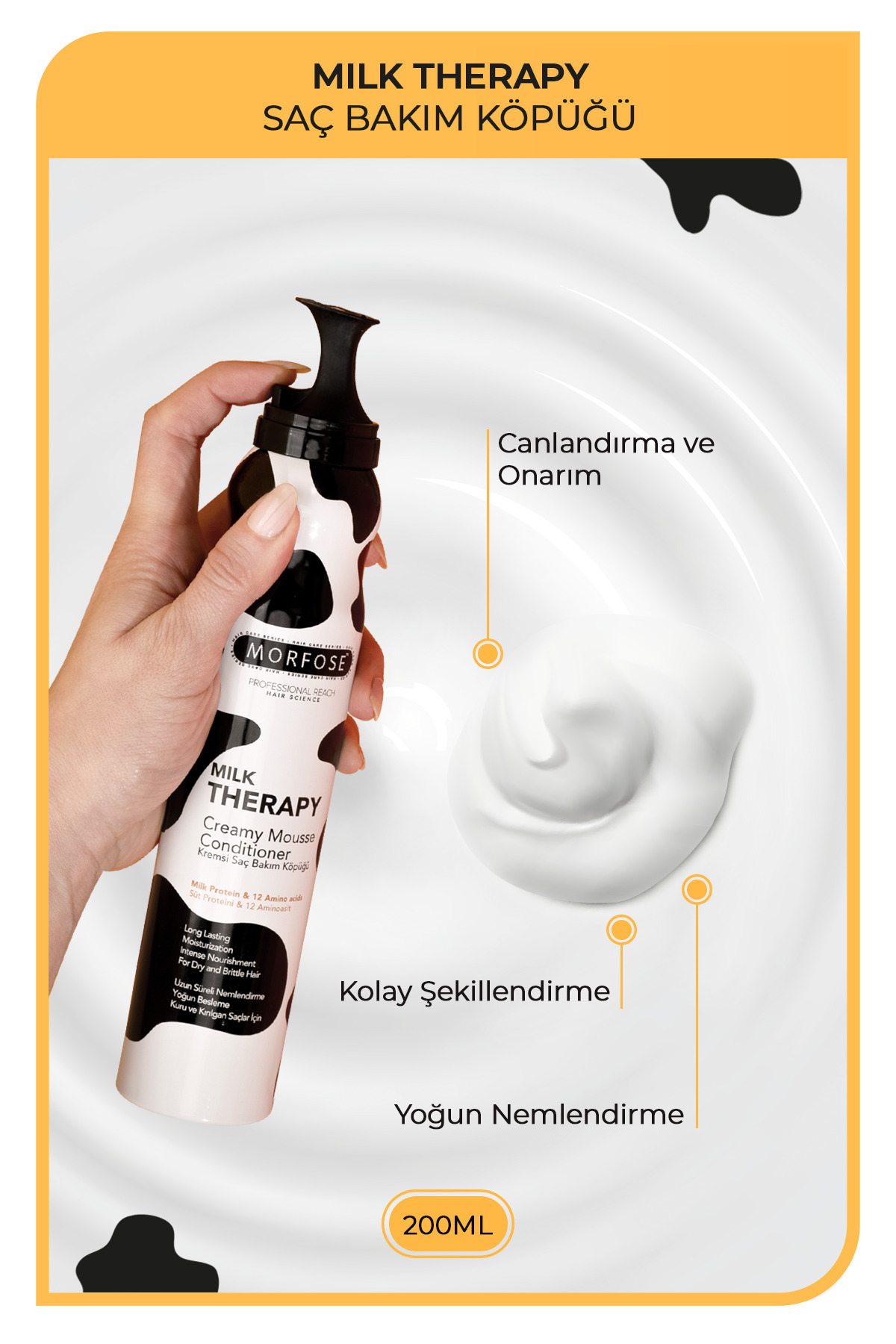 Milk Therapy Saç Köpüğü 200 ml - Saç Dökülmesi Önleyici, Besleyici, Koruyucu Etki