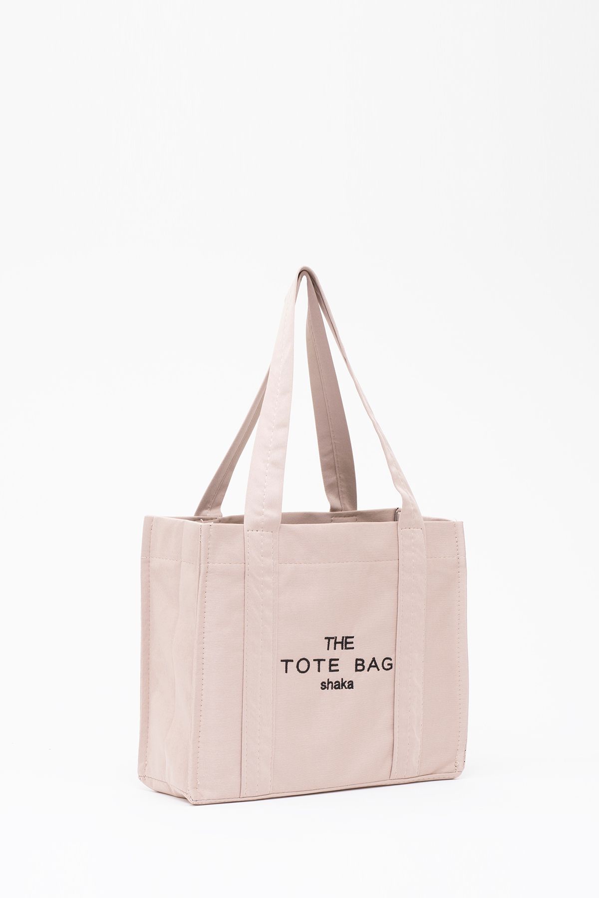 Krem U45 Çıt Çıt Kapatmalı The Tote Bag Işlemeli Kanvas Kumaş Günlük Kadın Kol Ve Omuz Çantası 25x30