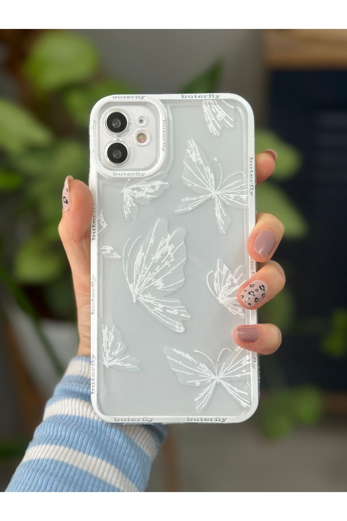 Iphone 11 Uyumlu (köşeli - 12 Görünümlü )şeffaf Baskı Desenli Silikon Kılıf