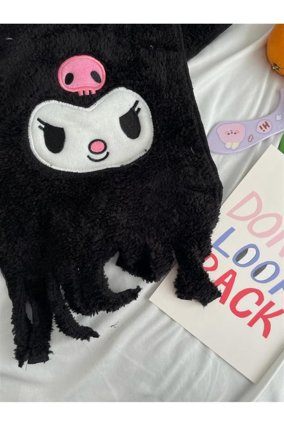 Black Kuromi Peluş Atkı